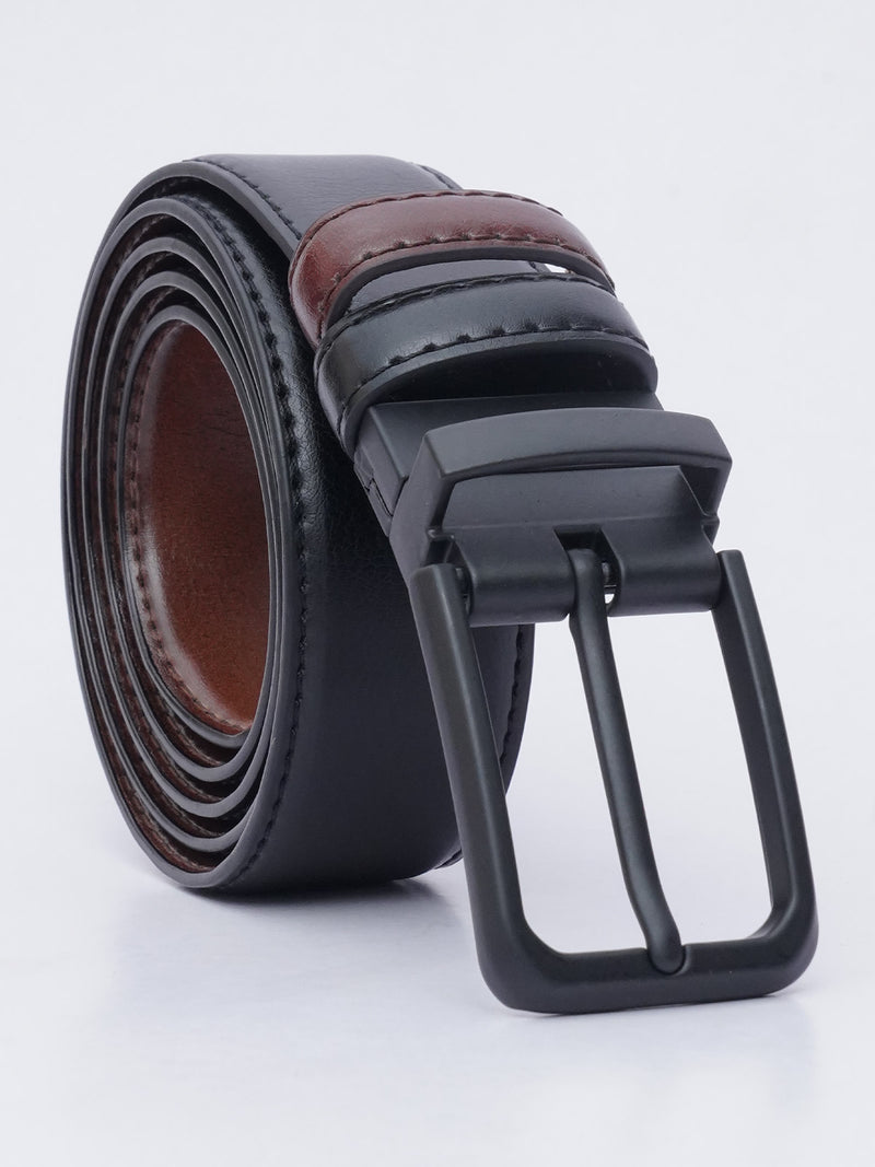 Dark Brown & Black Textured Leather Belt  (BELT-692)