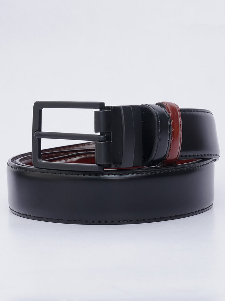 Brown & Black Plain Leather Belt  (BELT-693)