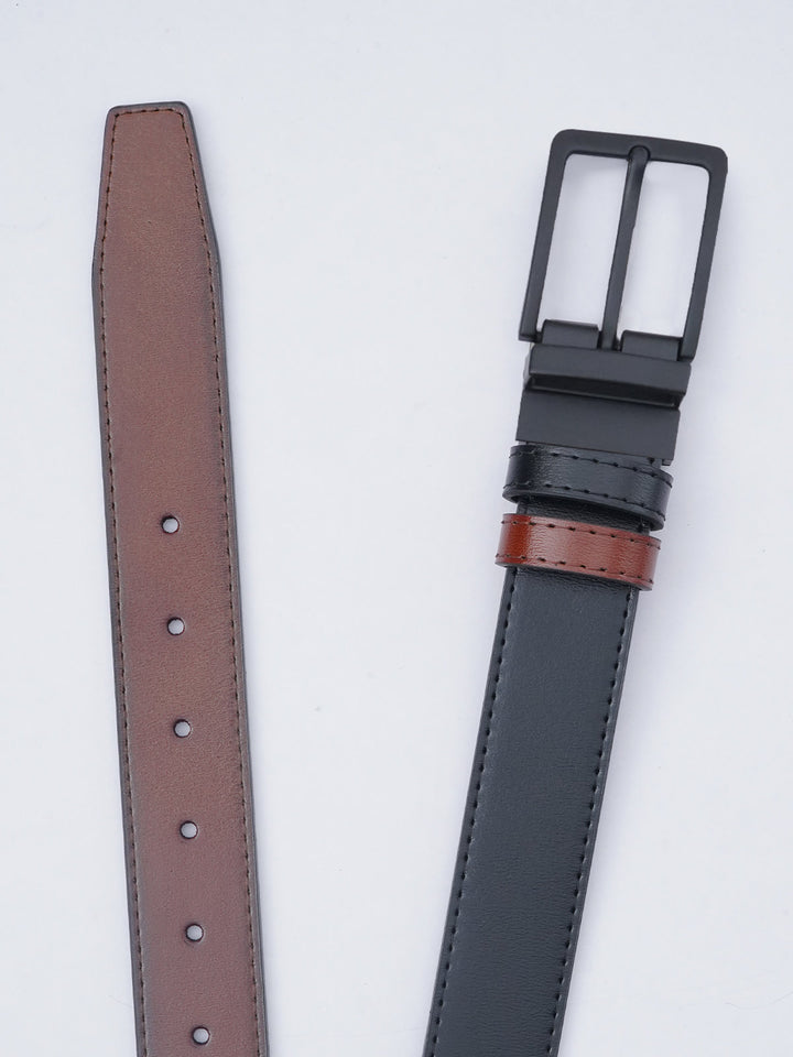 Brown & Black Plain Leather Belt  (BELT-694)