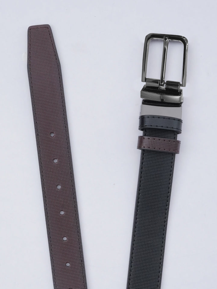 Dark Brown & Black Self Textured Leather Belt  (BELT-697)