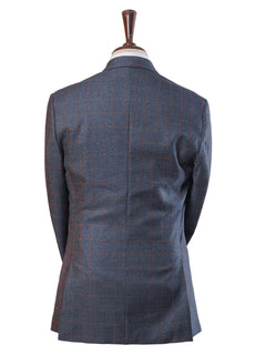 Blue Self Checked Single-Breasted Tailored Men’s Blazer (BMF-024)