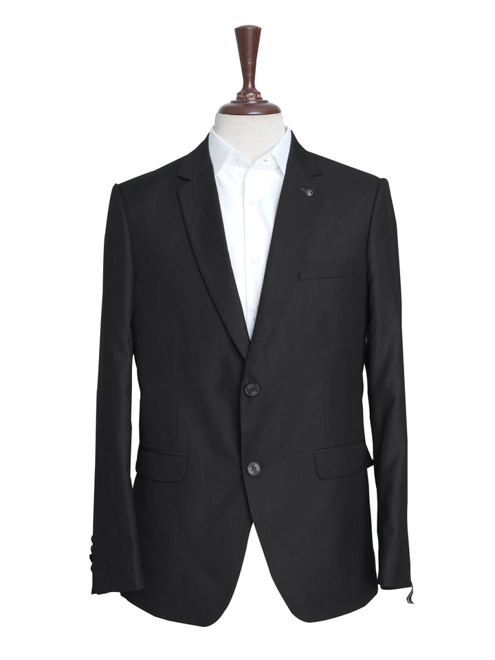 Black Self Single-Breasted Tailored Men’s Blazer (BMF-031)