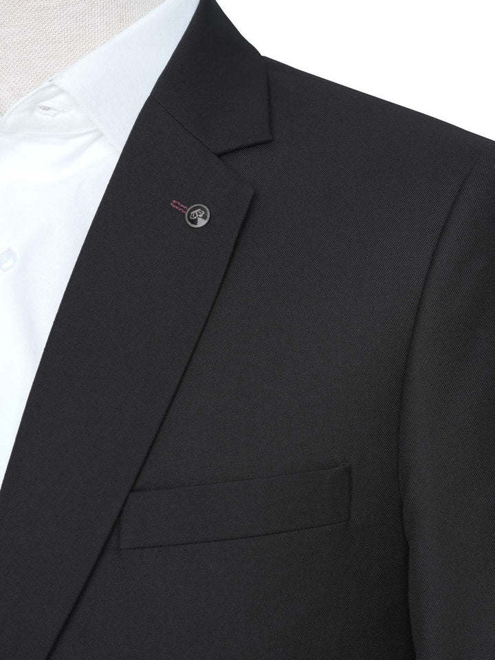 Black Self Single-Breasted Tailored Men’s Blazer (BMF-031)