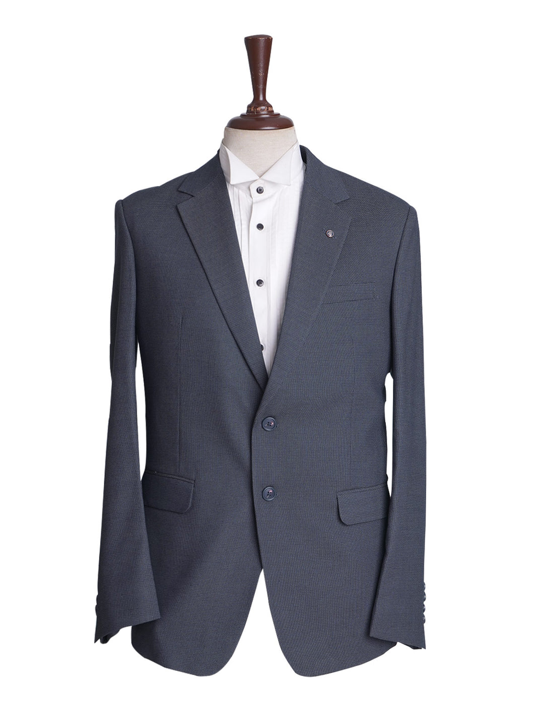 Blue Self Single-Breasted Tailored Men’s Blazer (BMF-034)