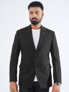 Black Self Single-Breasted Tailored Men’s Blazer (BMF-036)