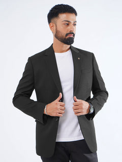 Black Self Single-Breasted Tailored Men’s Blazer (BMF-036)