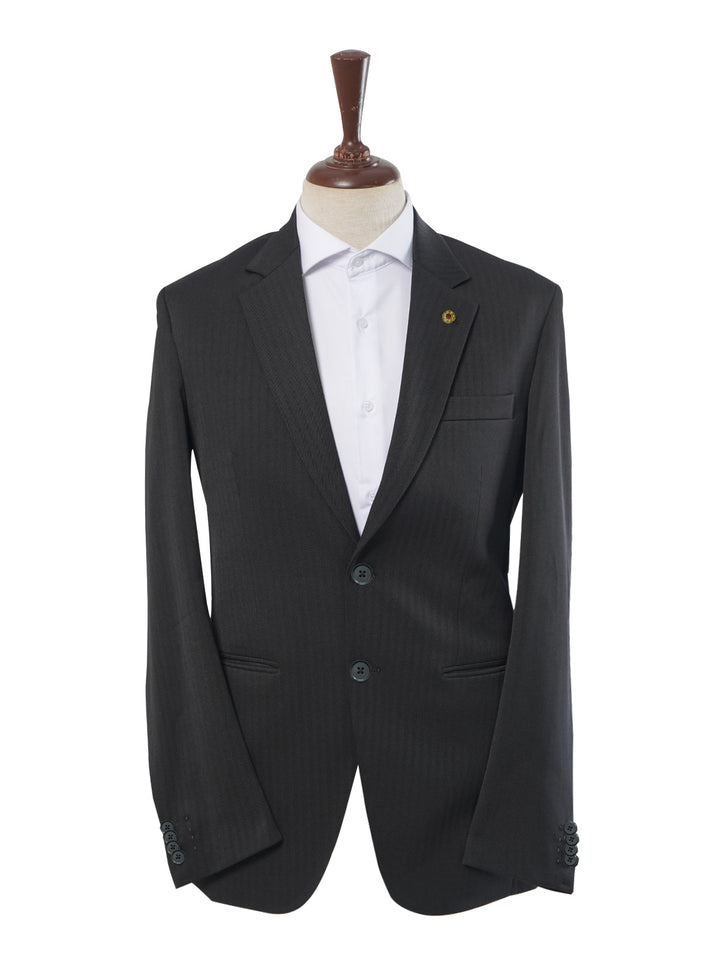 Black Self Single-Breasted Tailored Men’s Blazer (BMF-037)