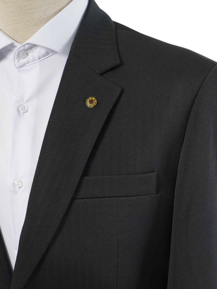 Black Self Single-Breasted Tailored Men’s Blazer (BMF-037)