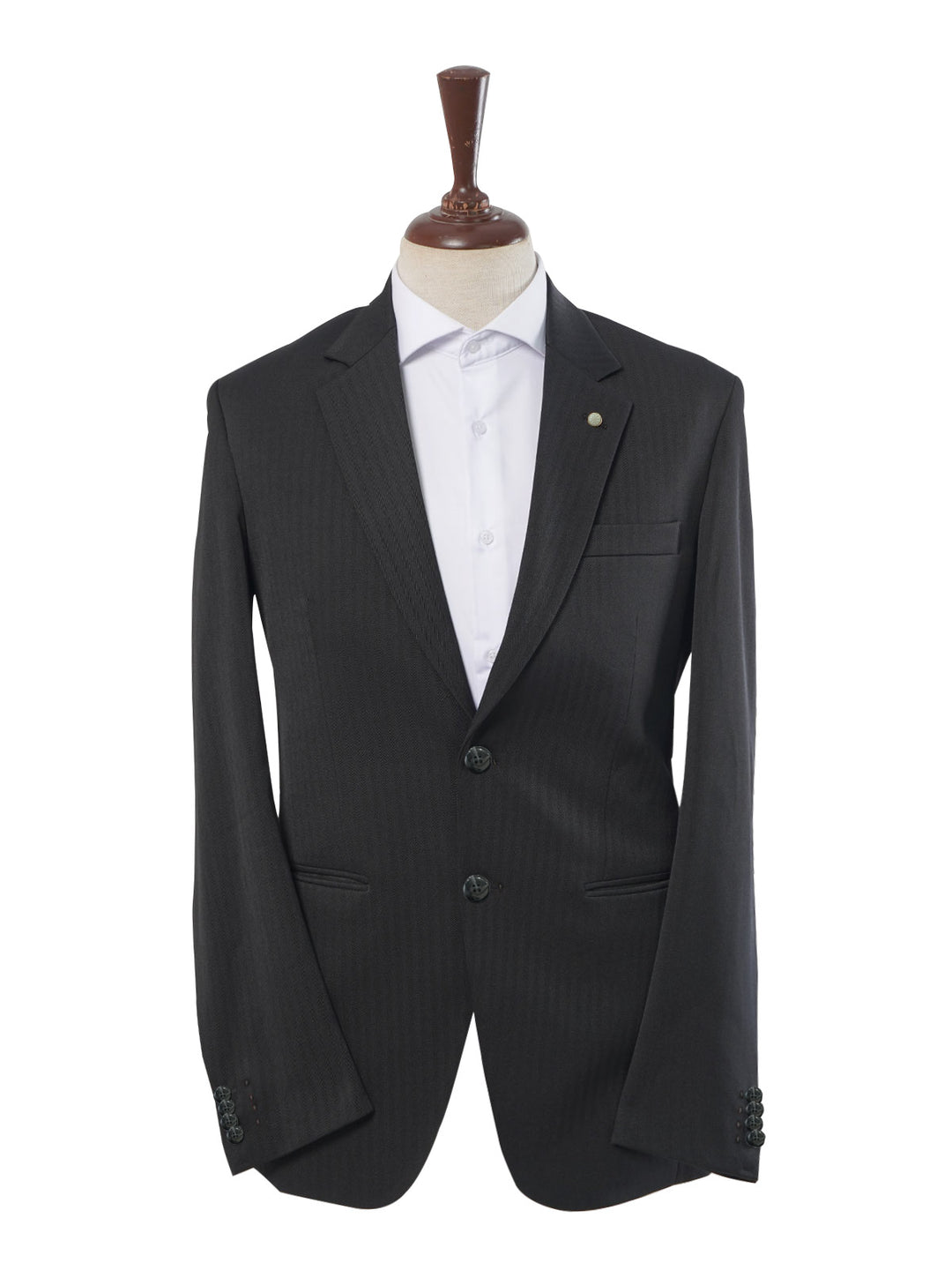 Black Self Single-Breasted Tailored Men’s Blazer (BMF-038)