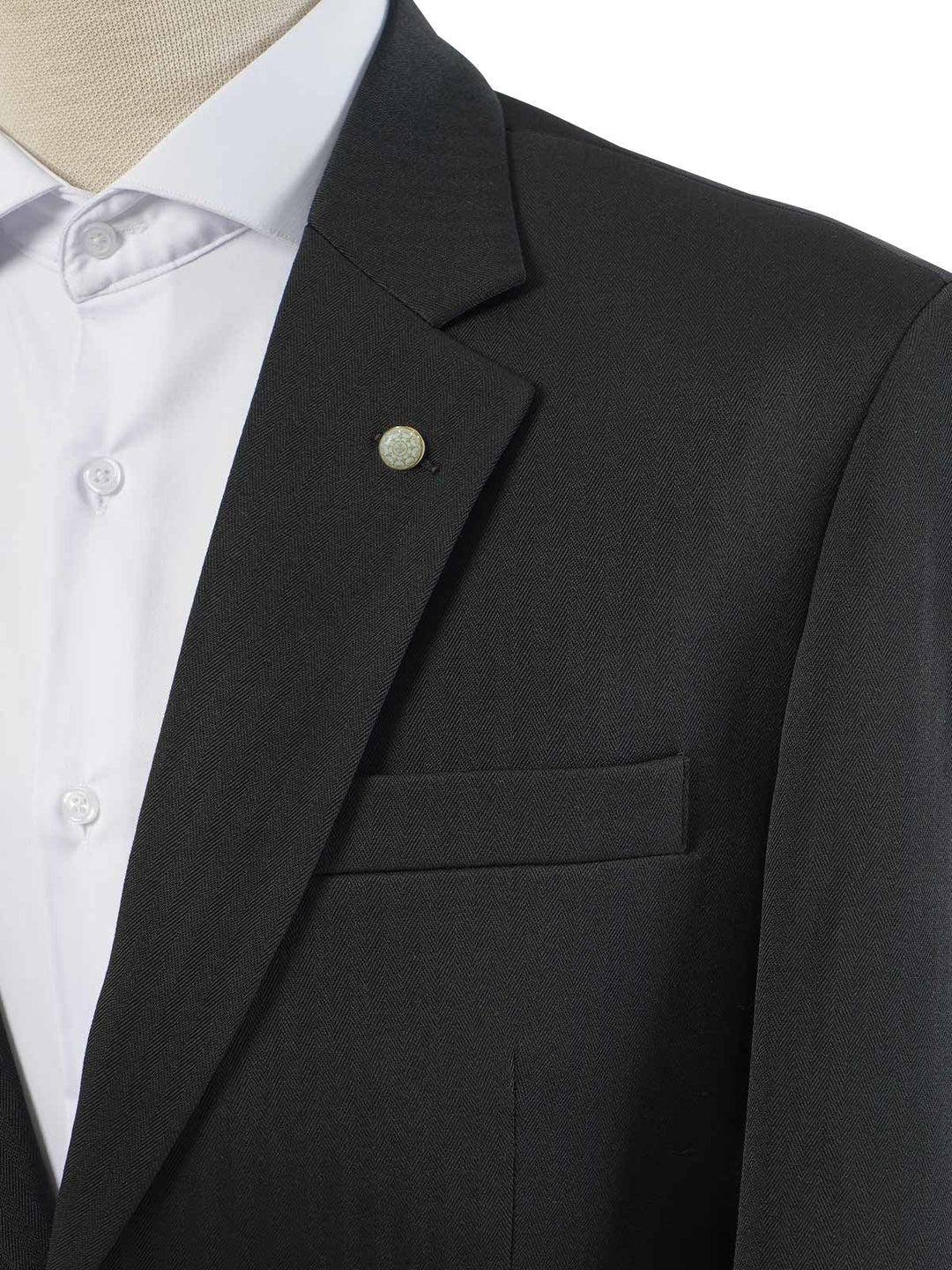 Black Self Single-Breasted Tailored Men’s Blazer (BMF-038)