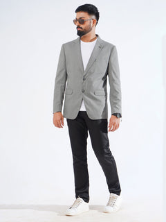 Grey Self Single-Breasted Tailored Men’s Blazer (BMF-039)