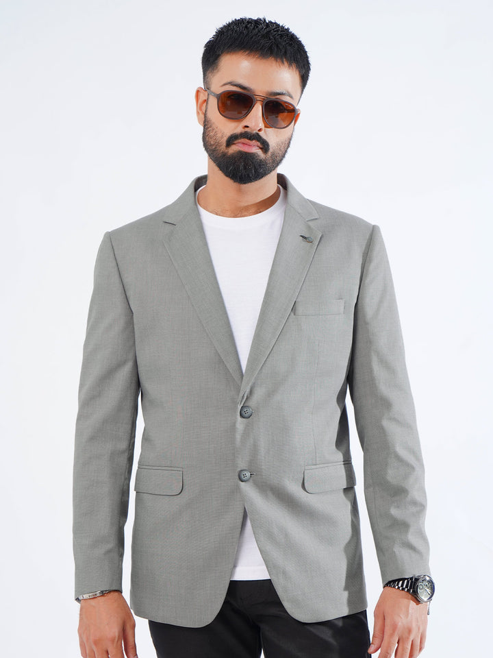 Grey Self Single-Breasted Tailored Men’s Blazer (BMF-039)