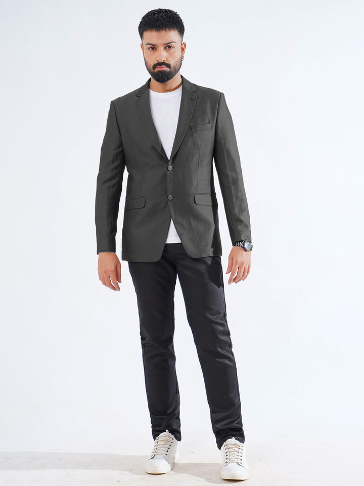 Black Self Single-Breasted Tailored Men’s Blazer (BMF-040)