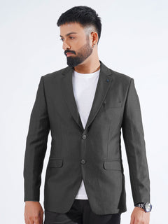 Black Self Single-Breasted Tailored Men’s Blazer (BMF-040)