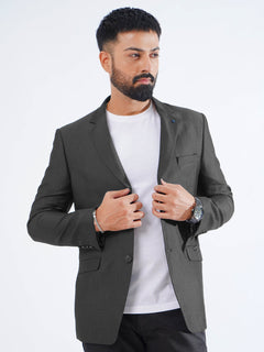 Black Self Single-Breasted Tailored Men’s Blazer (BMF-040)