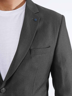 Black Self Single-Breasted Tailored Men’s Blazer (BMF-040)