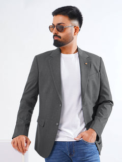 Dark Grey Self Single-Breasted Tailored Men’s Blazer (BMF-042)