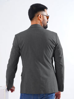 Dark Grey Self Single-Breasted Tailored Men’s Blazer (BMF-042)