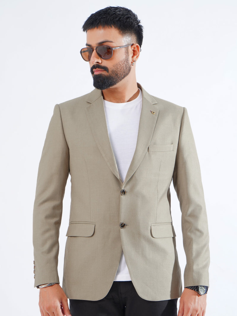 Stone Self Single-Breasted Tailored Men’s Blazer (BMF-043)