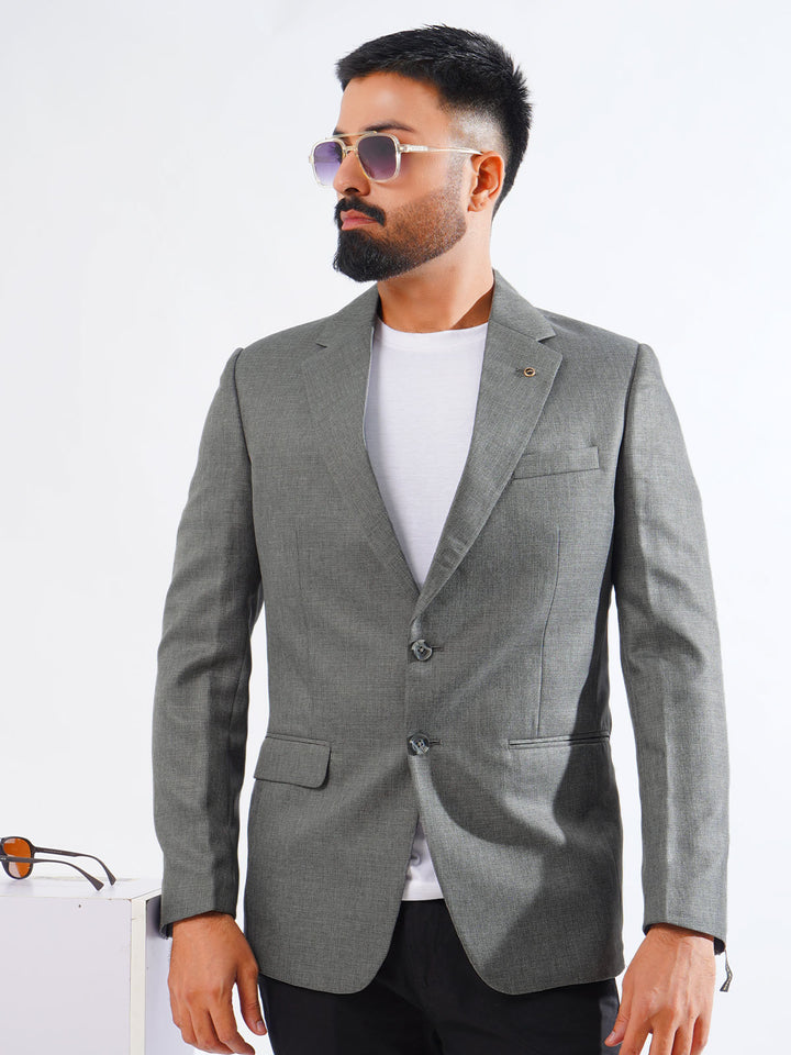 Charcoal Self Single-Breasted Tailored Men’s Blazer (BMF-048)