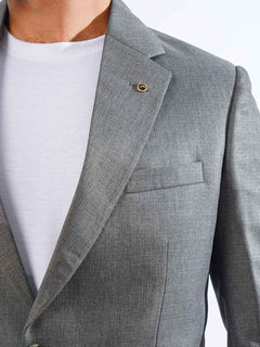 Charcoal Self Single-Breasted Tailored Men’s Blazer (BMF-048)