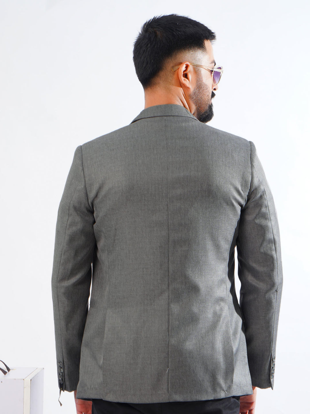 Charcoal Self Single-Breasted Tailored Men’s Blazer (BMF-048)