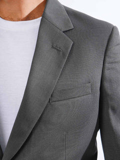 Dark Grey Self Single-Breasted Tailored Men’s Blazer (BMF-049)