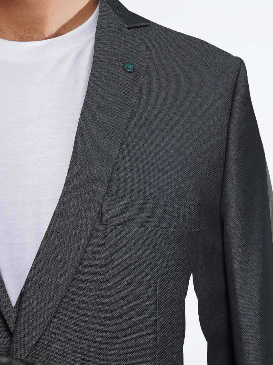 Black & Grey Self Single-Breasted Tailored Men’s Blazer (BMF-056)