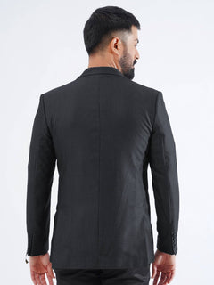 Black & Grey Self Single-Breasted Tailored Men’s Blazer (BMF-056)