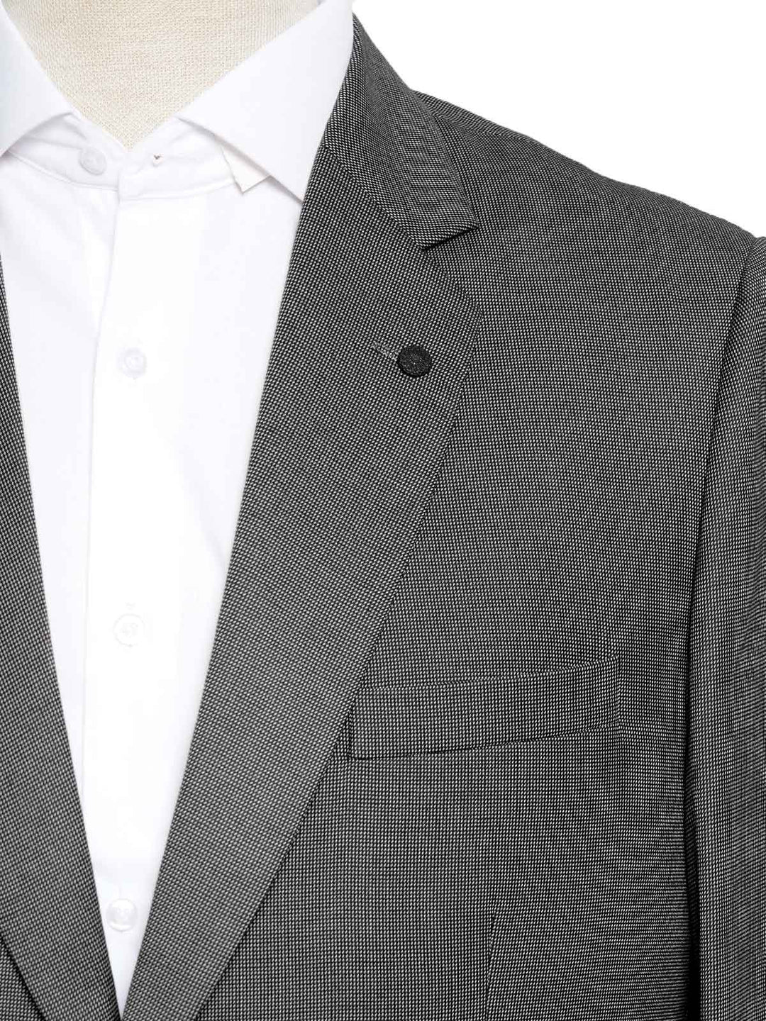 White & Black Self Single-Breasted Tailored Men’s Blazer (BMF-057)