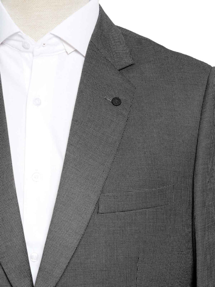 White & Black Self Single-Breasted Tailored Men’s Blazer (BMF-057)