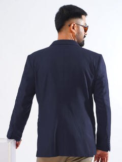 Navy Blue Plain Single-Breasted Tailored Men’s Blazer (BMF-058)