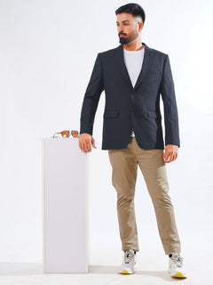 Navy Blue Plain Single-Breasted Tailored Men’s Blazer (BMF-060)