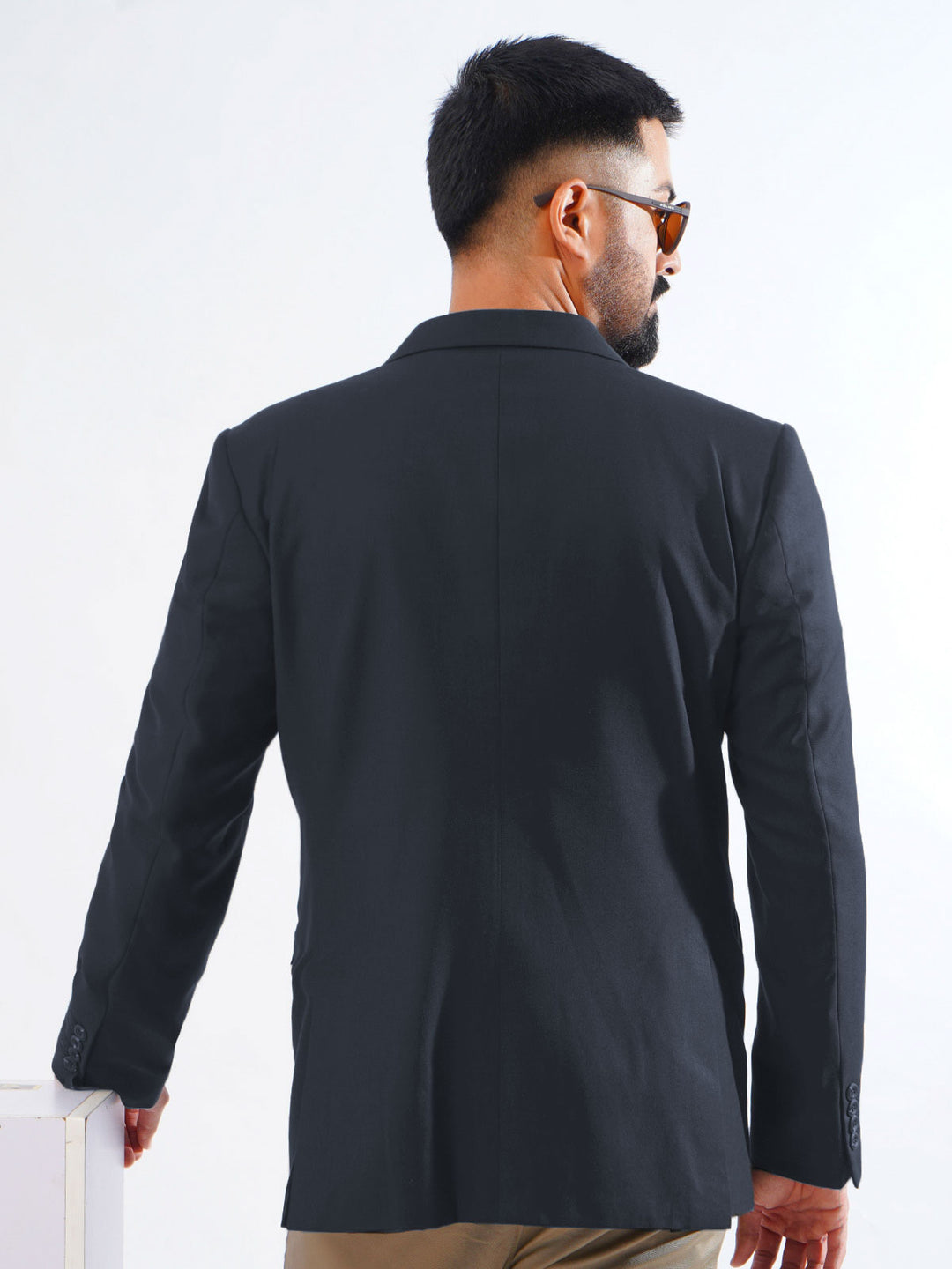 Navy Blue Plain Single-Breasted Tailored Men’s Blazer (BMF-060)