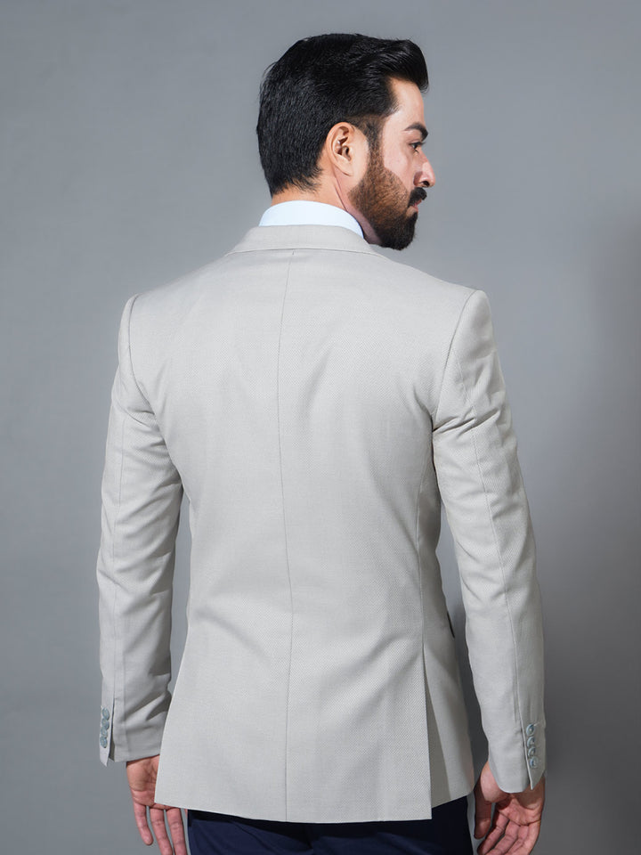 Light Grey Self Single-Breasted Tailored Men’s Blazer (BMF-067)