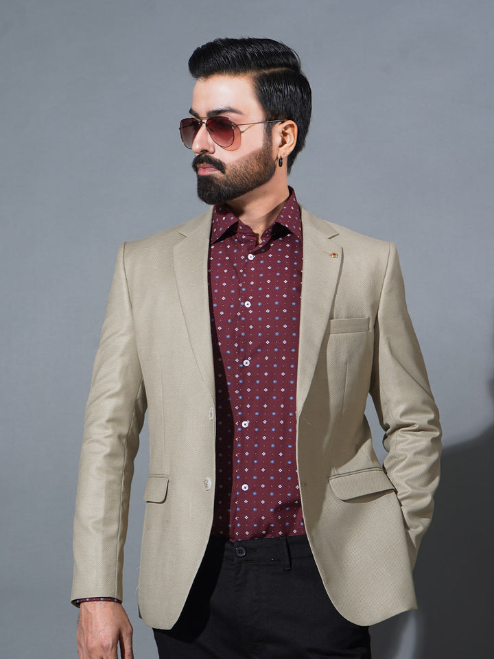 Stone Self Single-Breasted Tailored Men’s Blazer (BMF-068)