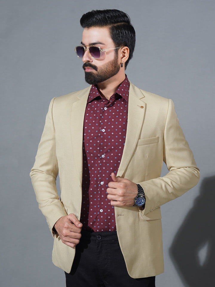 Fawn Self Single-Breasted Tailored Men’s Blazer (BMF-070)