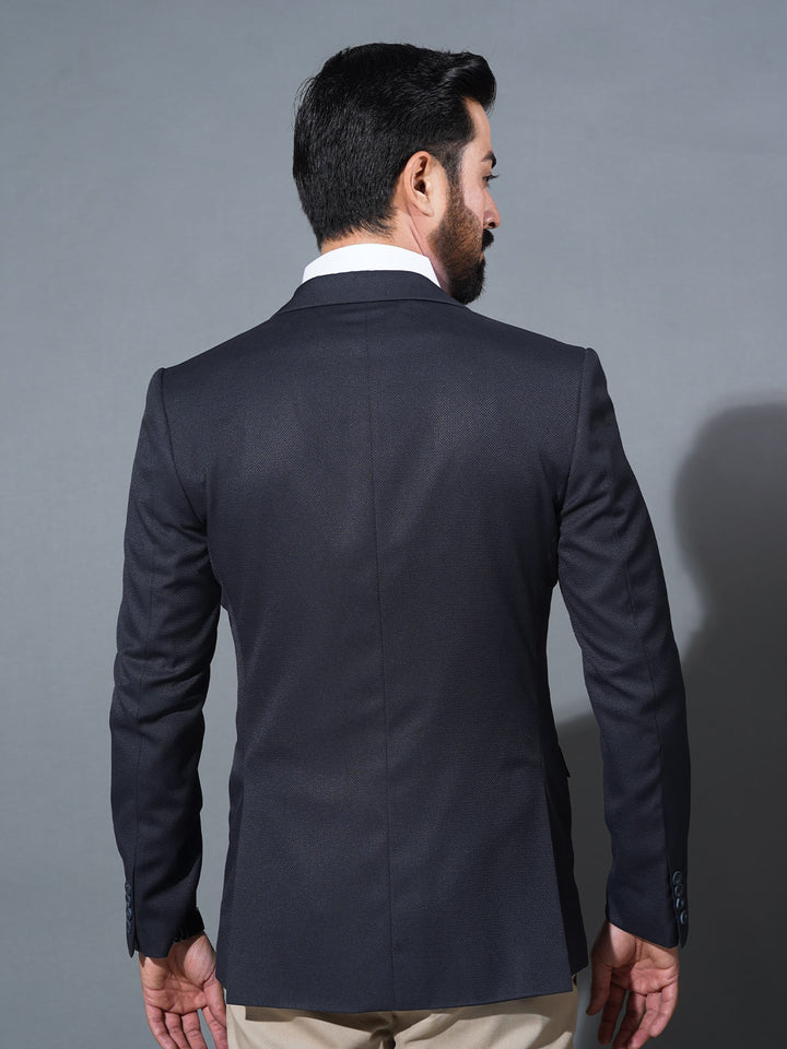 Navy Blue Self Single-Breasted Tailored Men’s Blazer (BMF-071)