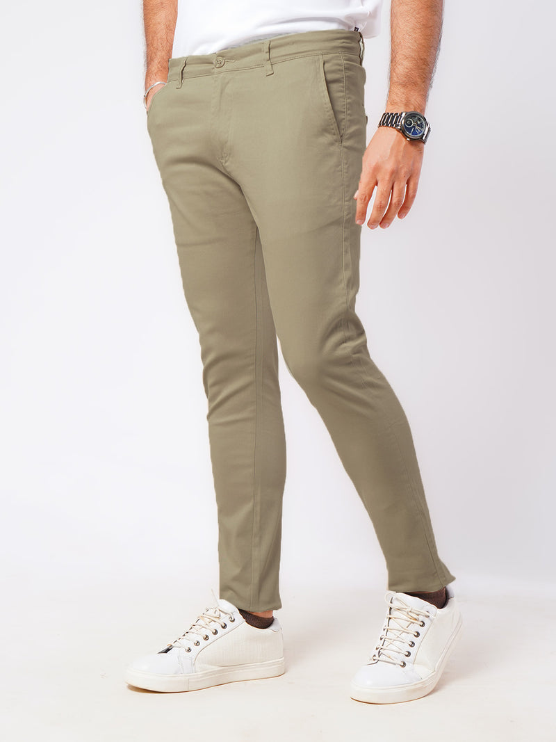 Beige Plain Cotton Chino Pant-48