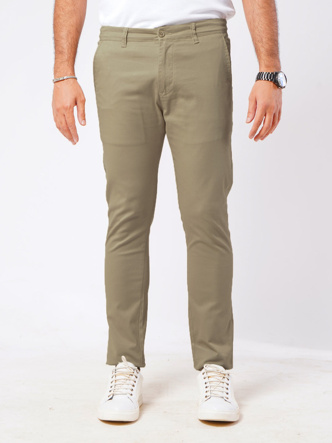 Beige Plain Cotton Chino Pant-48