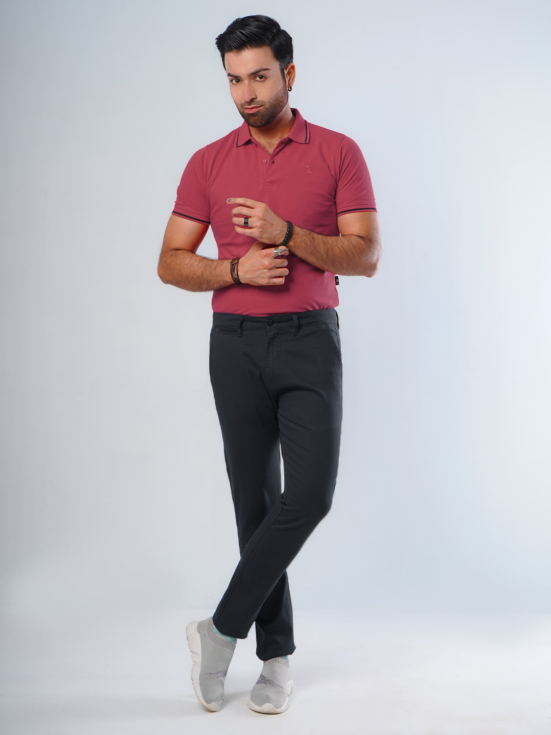 Black Plain Cotton Chino Pant-30