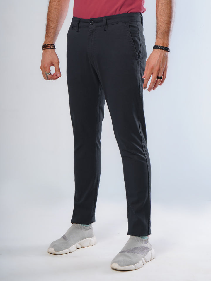 Black Plain Cotton Chino Pant-30