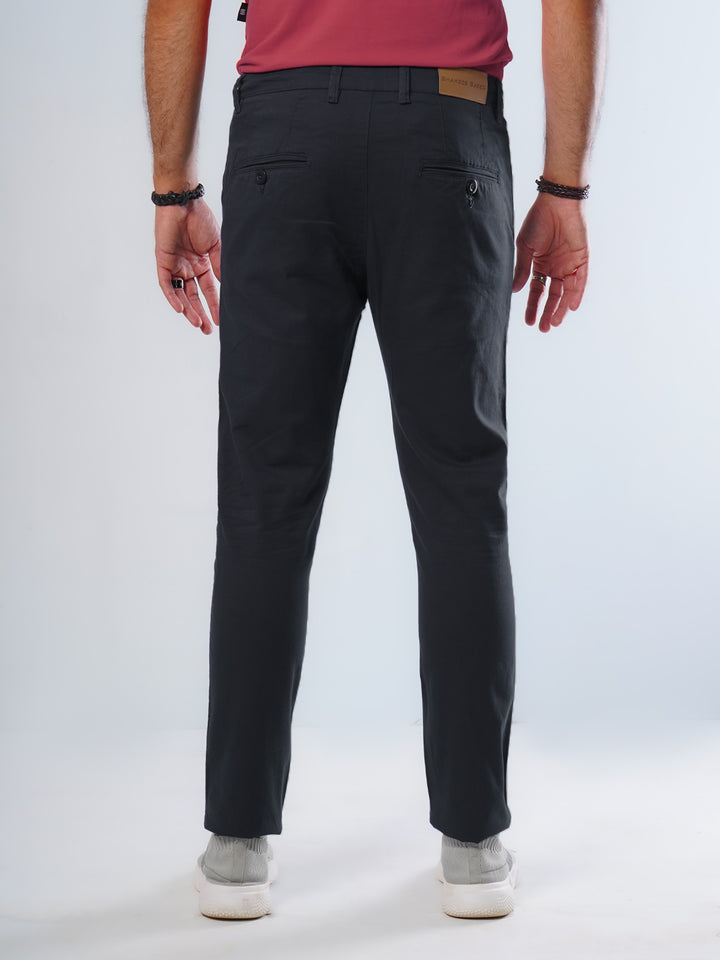 Black Plain Cotton Chino Pant-30