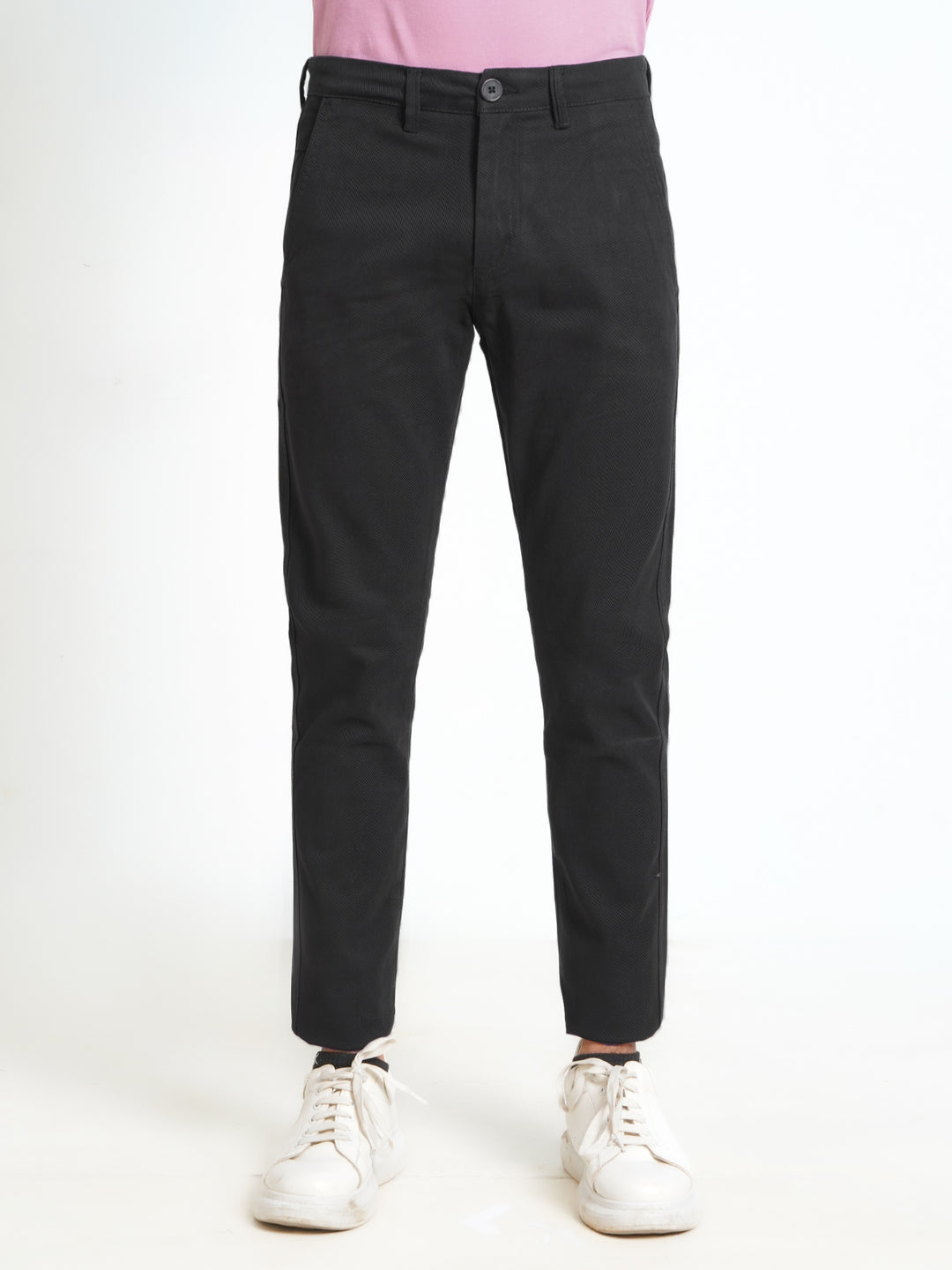 Black Plain Cotton Chino Pant-36