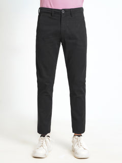 Black Plain Cotton Chino Pant-36