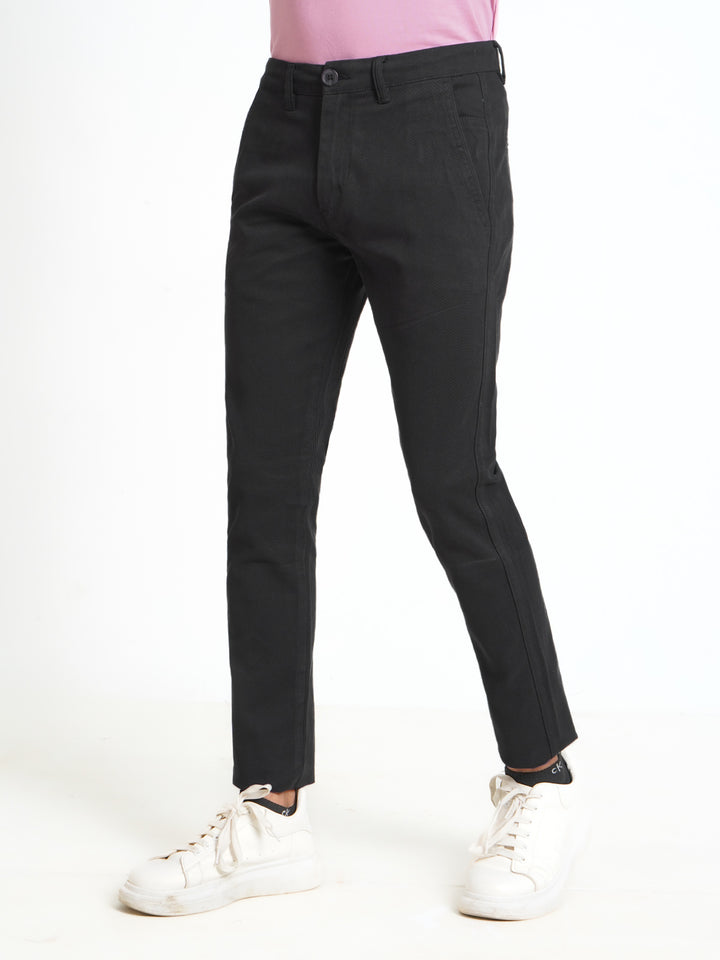 Black Plain Cotton Chino Pant-36