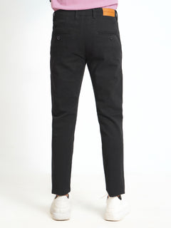 Black Plain Cotton Chino Pant-36