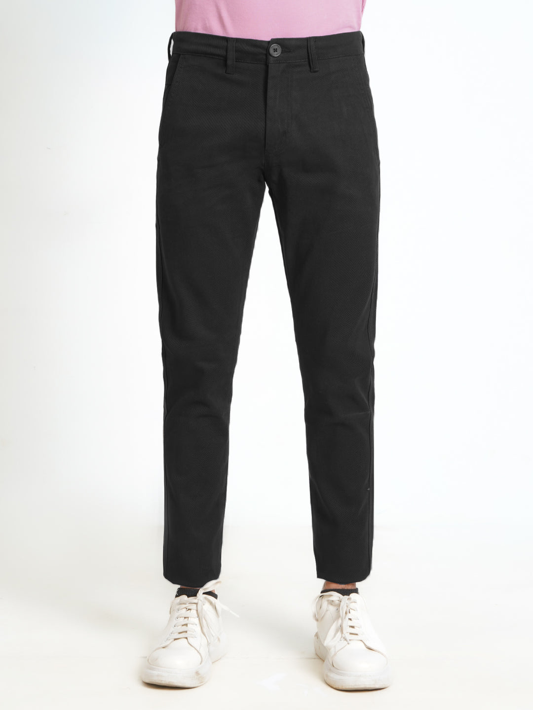 Black Plain Cotton Chino Pant-36