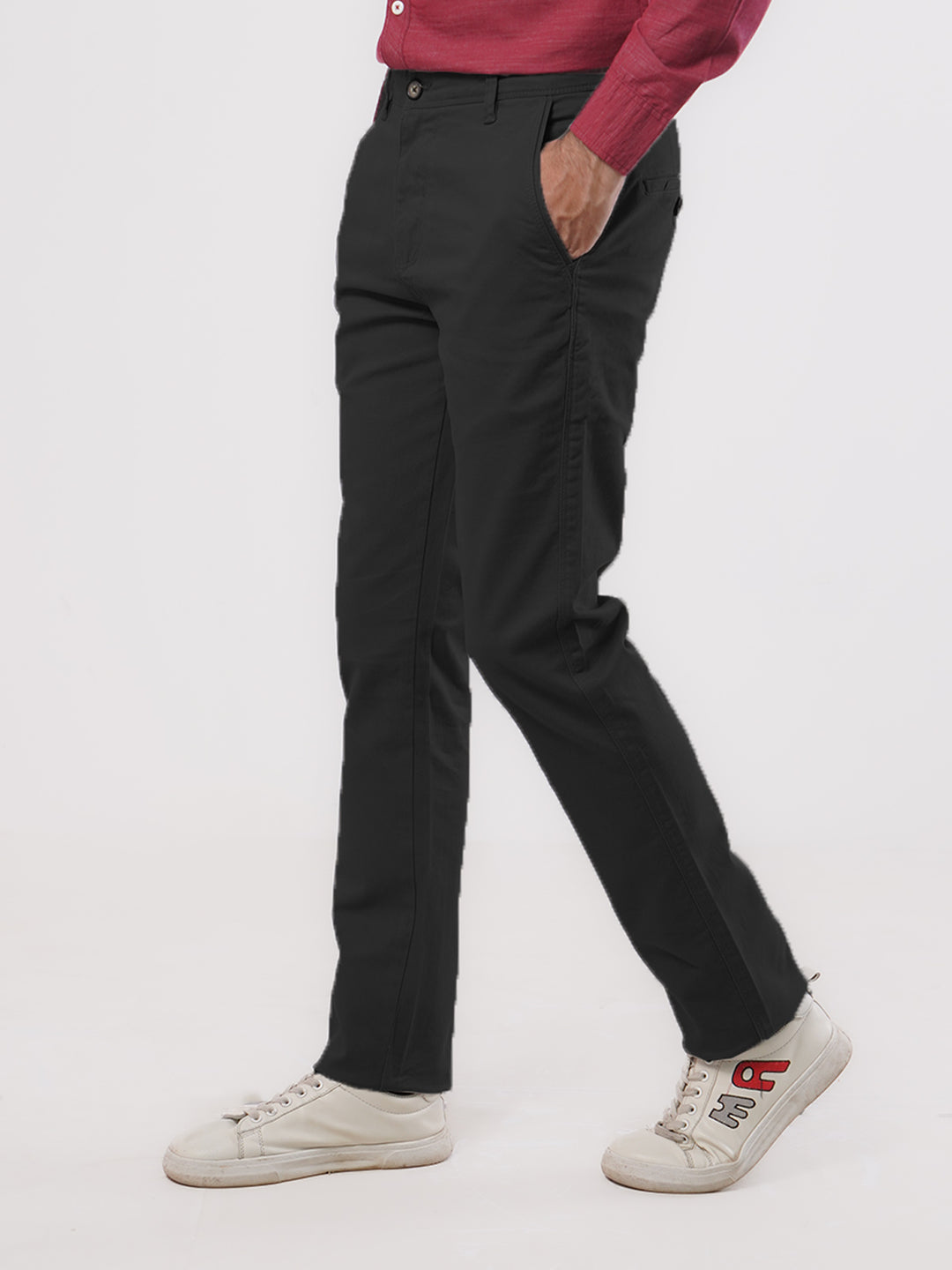 Black Plain Cotton Chino Pant-37