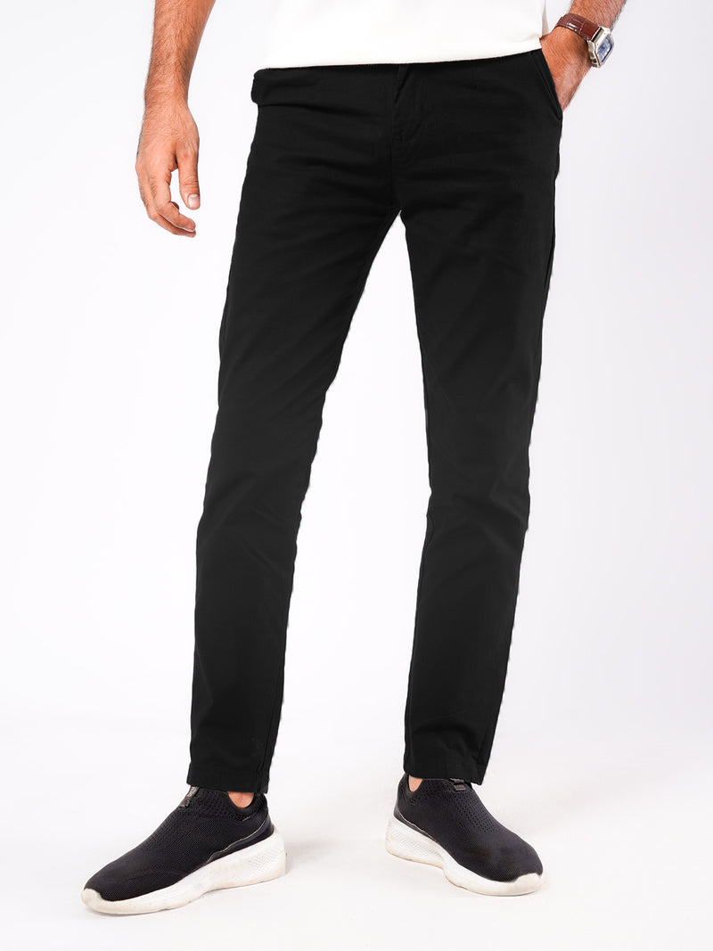 Black Self Imported Cotton Chino Pant-44